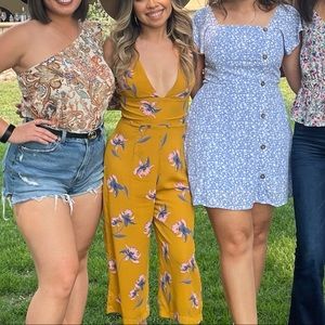 Plunging neck line jumpsuit